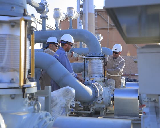 PESCO engineers fitting pipework at a process plant