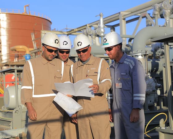 PESCO engineers reviewing drawings with the client on site